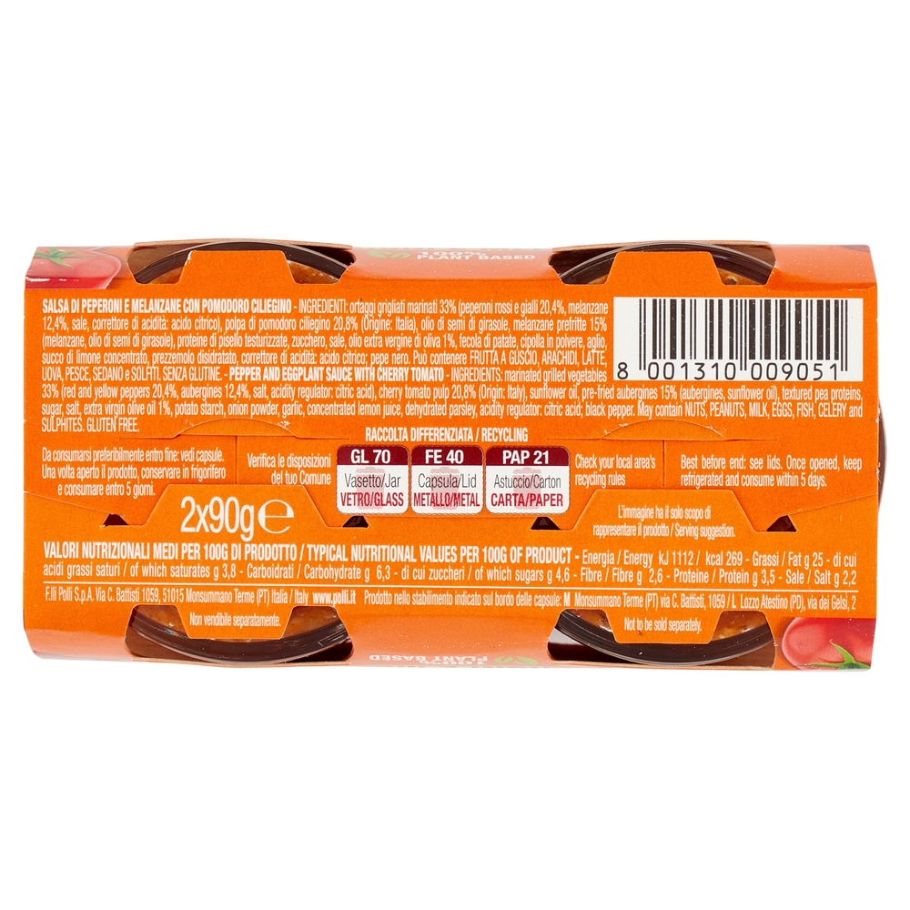 Polli Ragù Vegetale di Peperoni e Melanzane 2 x 90 g