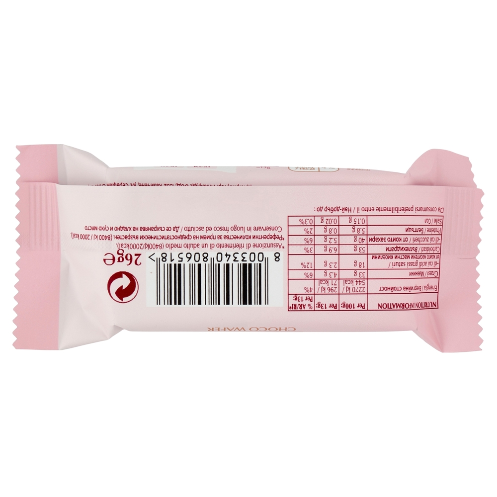 Lindt ChocoWafer Snack Cioccolato Fondente 26 g