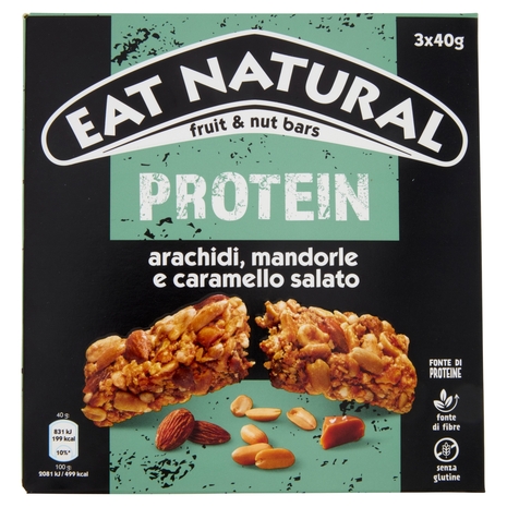 Eat Natural Protein arachidi, mandorle e caramello salato 3 x 40 g