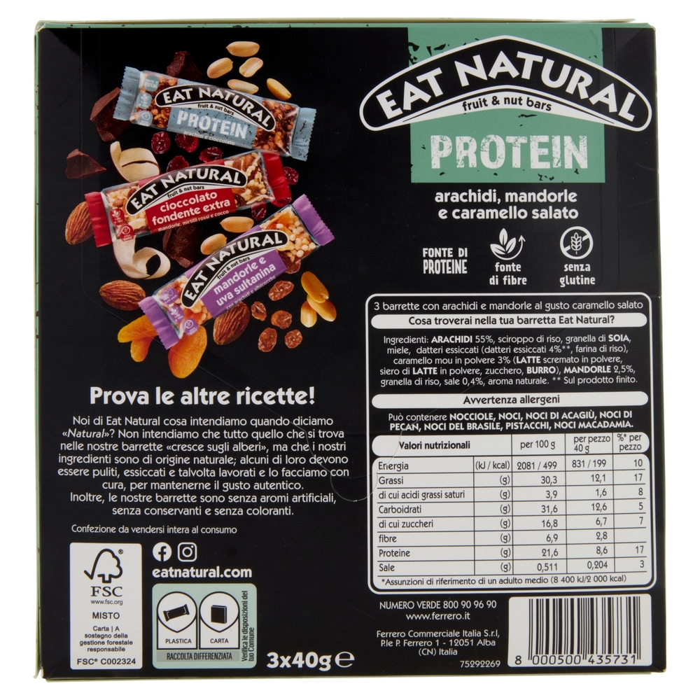 Eat Natural Protein arachidi, mandorle e caramello salato 3 x 40 g