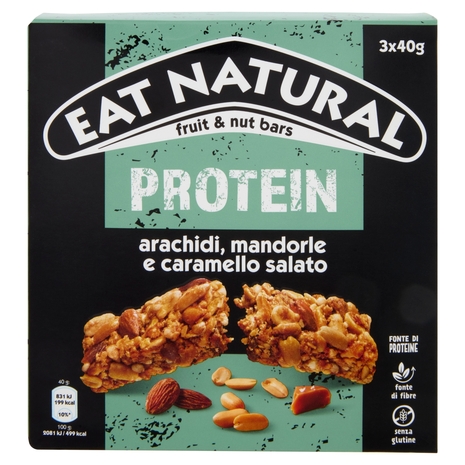 Eat Natural Protein arachidi, mandorle e caramello salato 3 x 40 g