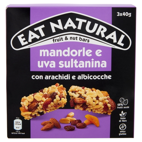 Eat Natural mandorle e uva sultanina con arachidi e albicocche 3 x 40 g