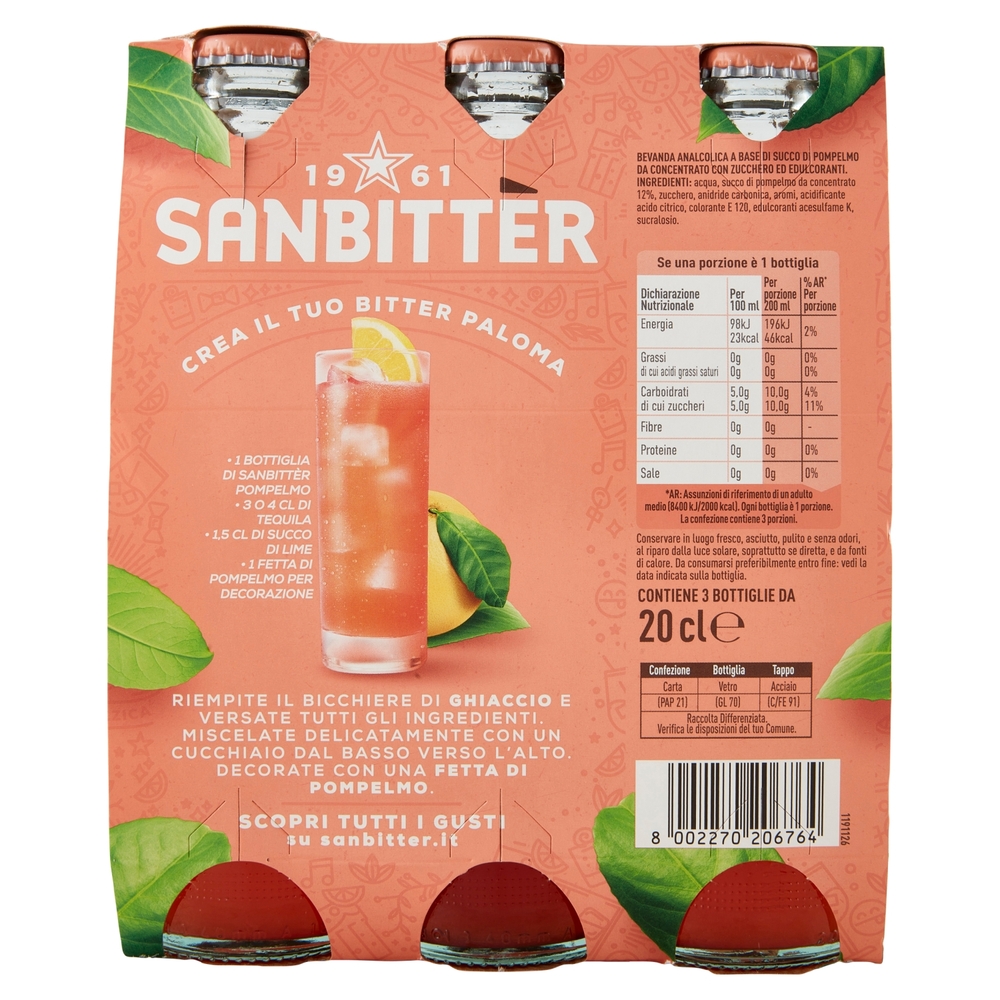 SANBITTÈR Pompelmo 3x20cl