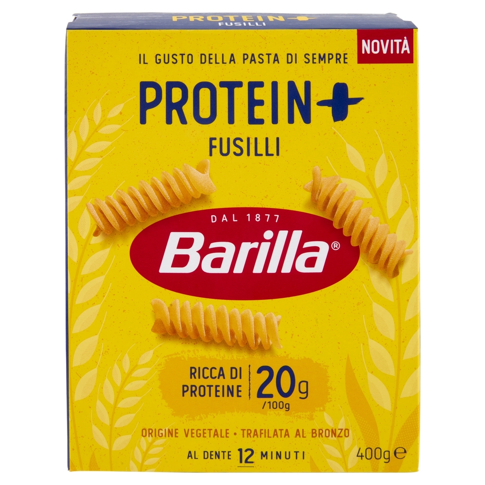 Barilla Protein+ Fusilli, Pasta Ricca di Proteine di Origine Vegetale, 400 g
