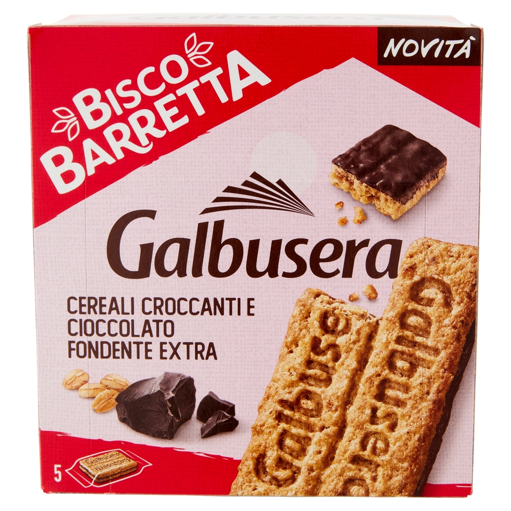 Galbusera BiscoBarretta Cereali croccanti e cioccolato fondente extra 5x46 g