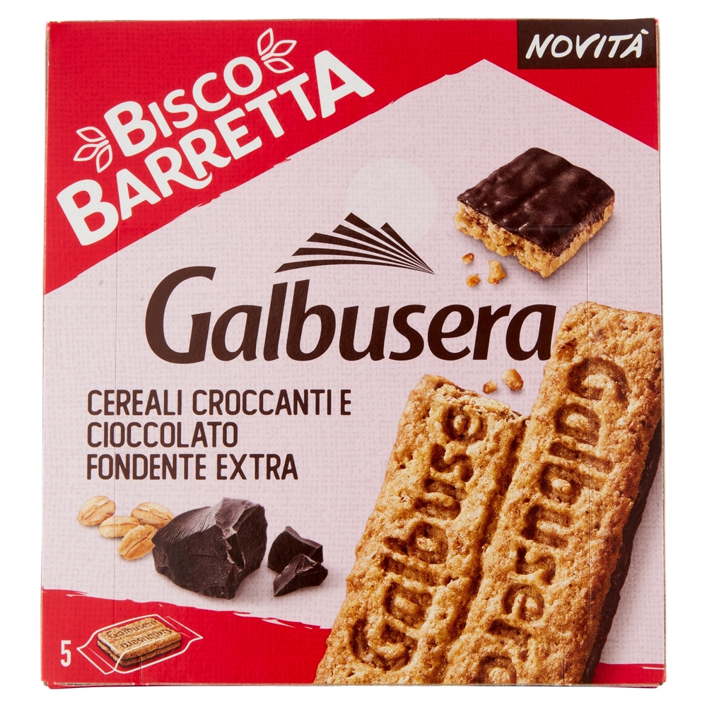 Galbusera BiscoBarretta Cereali croccanti e cioccolato fondente extra 5x46 g