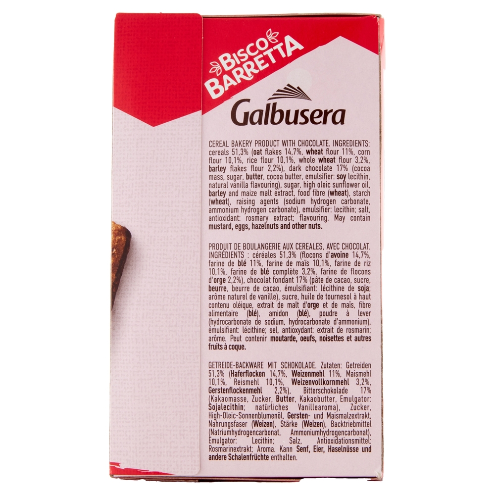 Galbusera BiscoBarretta Cereali croccanti e cioccolato fondente extra 5x46 g