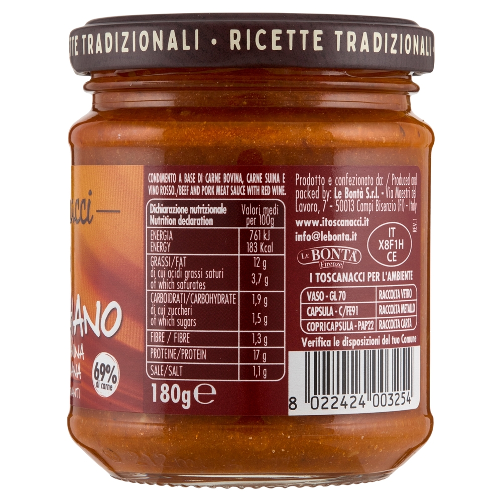 I toscanacci Ragù Chiantigiano 180 g