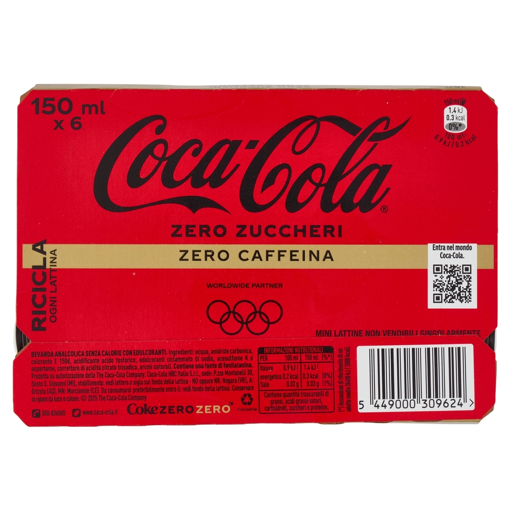 Coca-Cola Zero Caffeine Free Minican 6 x 150 ml