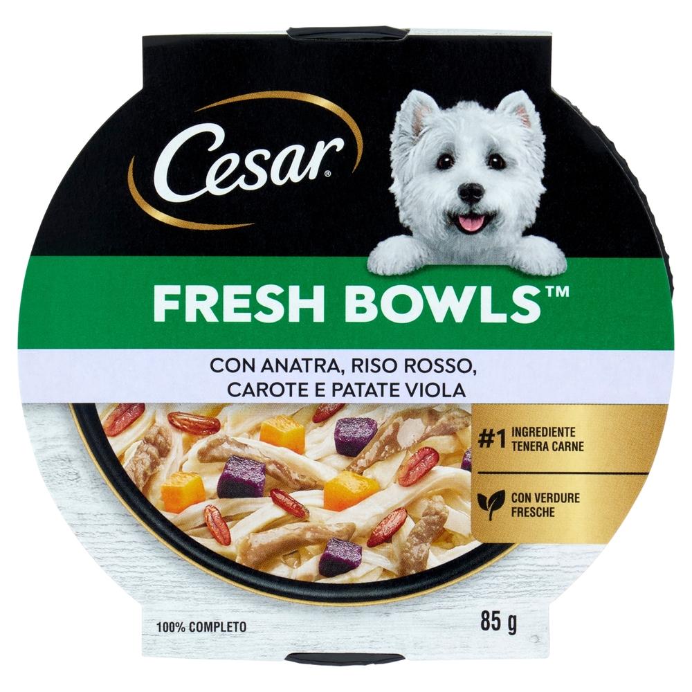 Cesar Fresh Bowls Cibo umido Cane Anatra Riso 85 g
