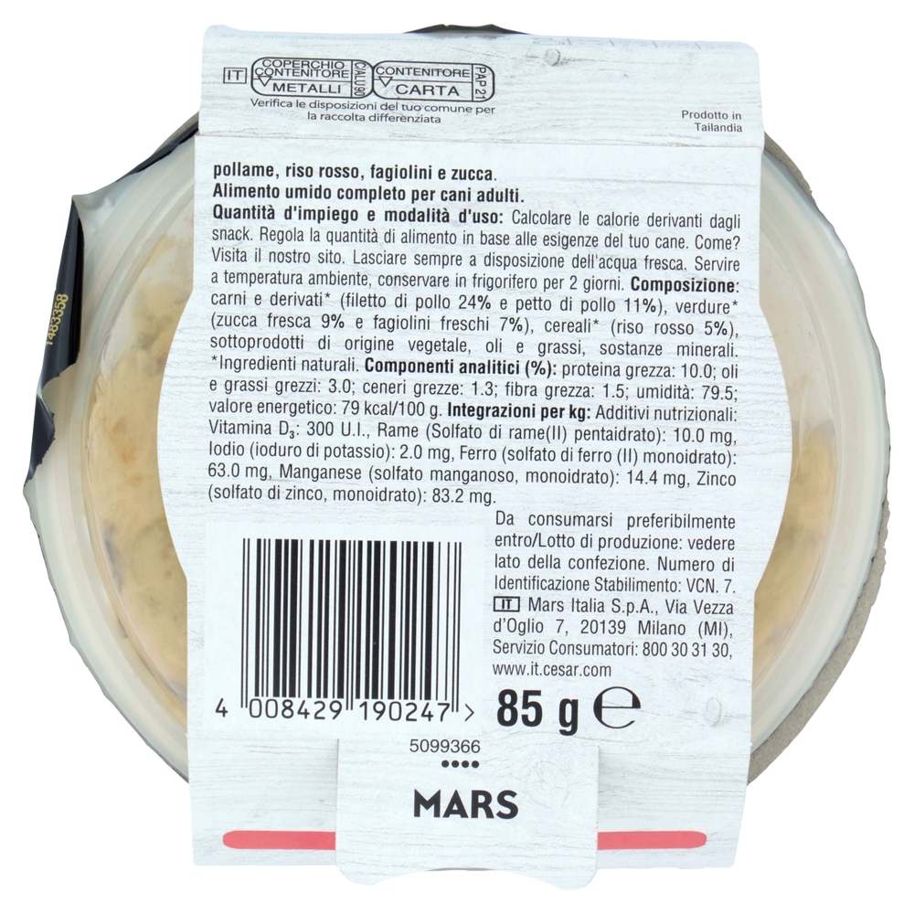 Cesar Fresh Bowls Cibo umido Cane Pollame Riso 85 g