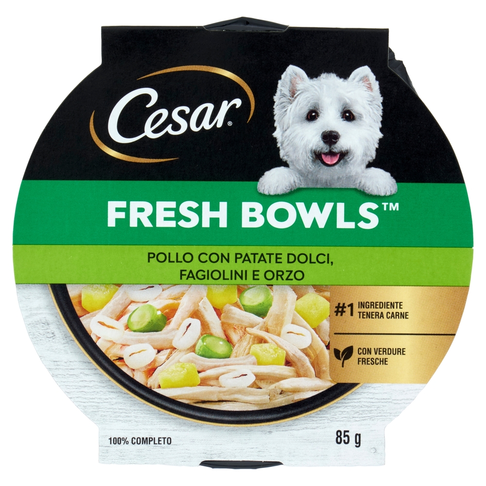Cesar Fresh Bowls Cibo umido Cane Pollo Patate dolci 85 g