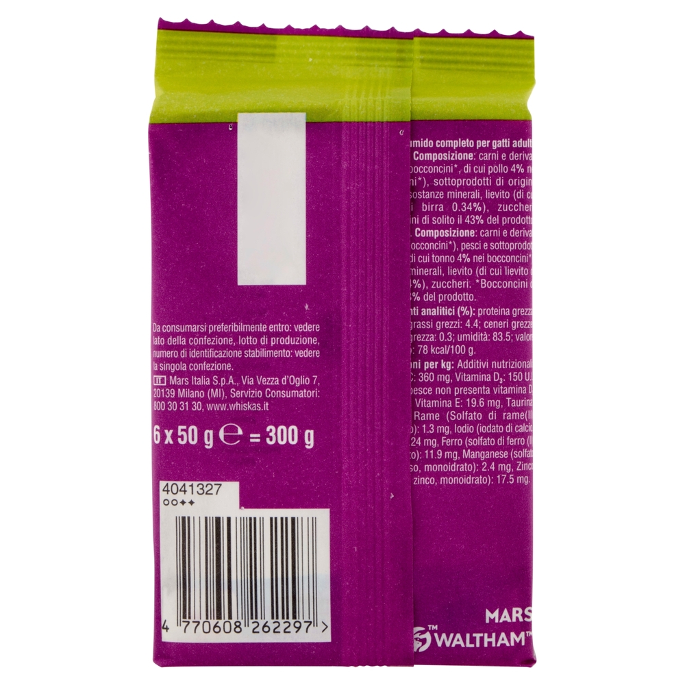 Whiskas Pranzetti Cibo Umido Gatto con Pollo e Tonno in Salsa 6 x 50 g