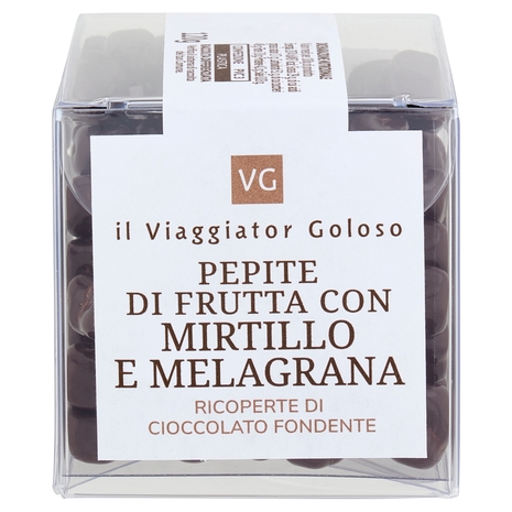 Pepite con Mirtillo e Melagrana Ricoperte di Cioccolato Fondente Il Viaggiator Goloso