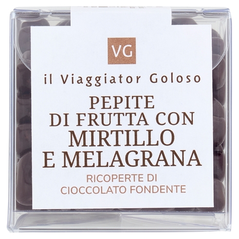 Pepite con Mirtillo e Melagrana Ricoperte di Cioccolato Fondente Il Viaggiator Goloso
