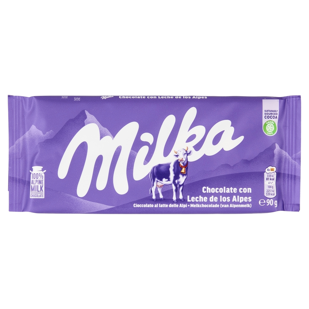 Milka tavoletta di cioccolato al latte 100% Alpino - 90g