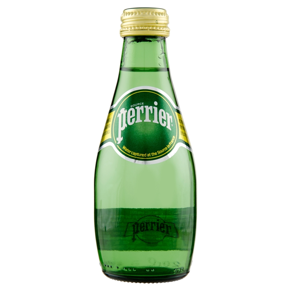 PERRIER, Acqua Minerale Naturale Frizzante, rinforzata con il gas della sorgente, Vetro, 20cl