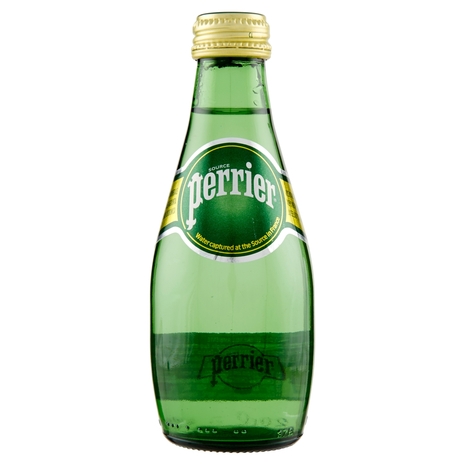 PERRIER, Acqua Minerale Naturale Frizzante, rinforzata con il gas della sorgente, Vetro, 20cl