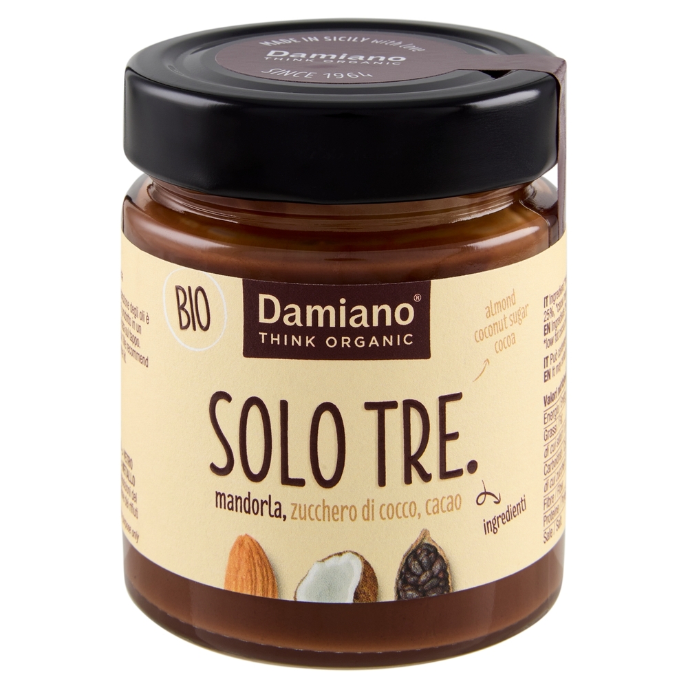 Damiano Bio Solo Tre. mandorla, zucchero di cocco, cacao 180 g