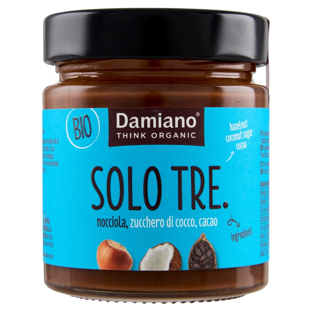 Damiano Bio Solo Tre. nocciola, zucchero di cocco, cacao 180 g