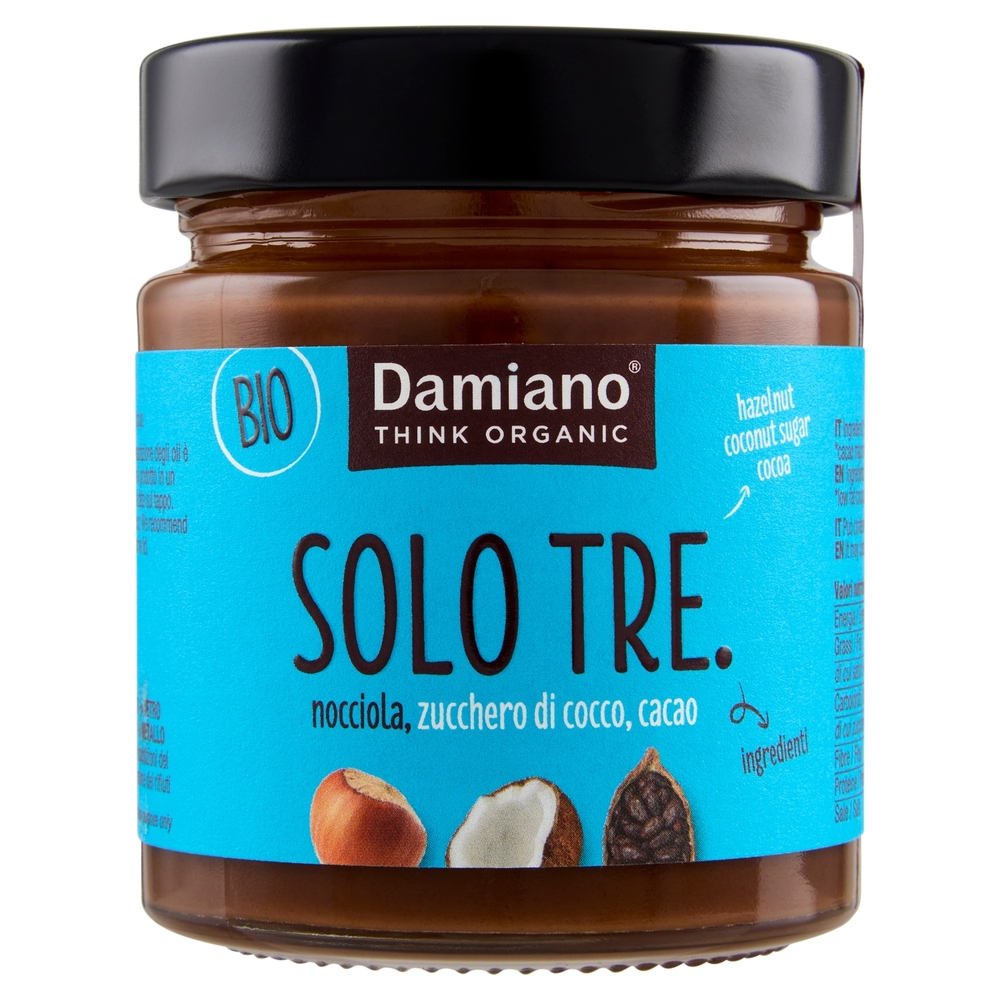 Damiano Bio Solo Tre. nocciola, zucchero di cocco, cacao 180 g