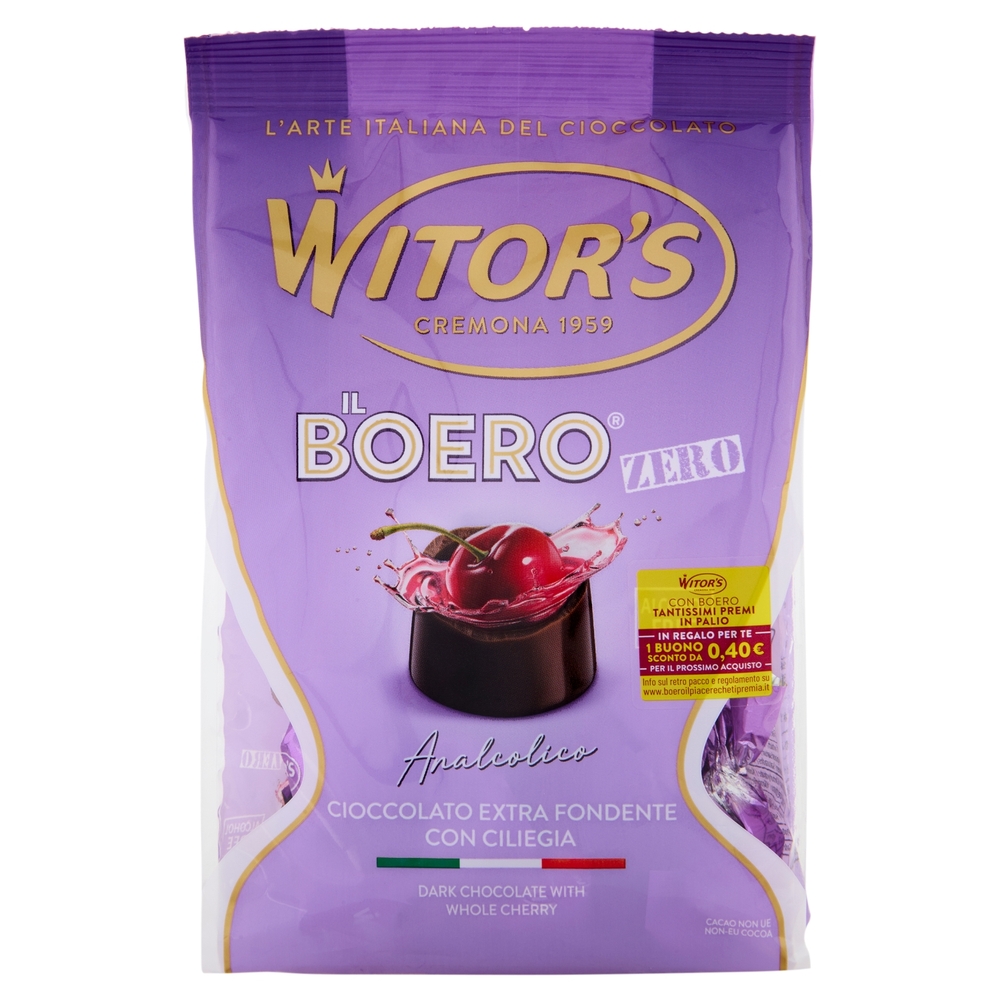 Witor's il Boero Zero Analcolico Cioccolato Extra Fondente con Ciliegia 175 g