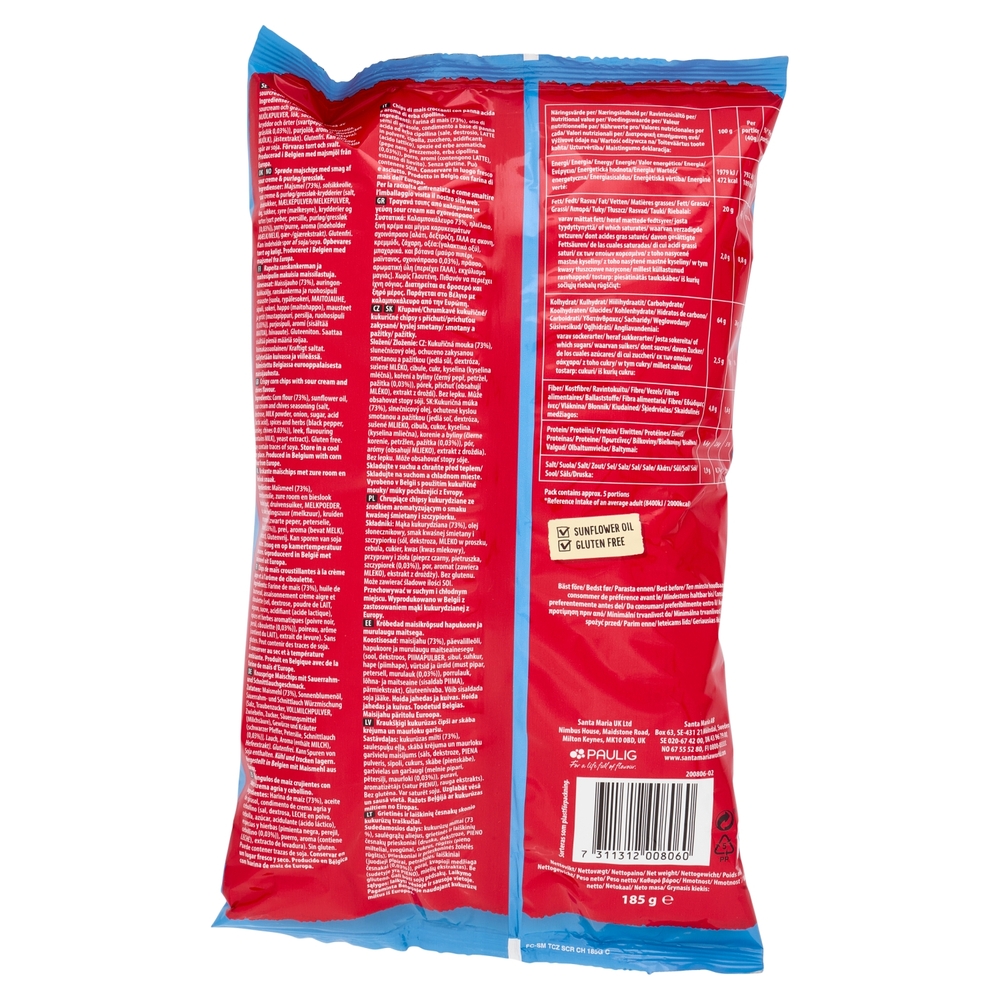 Santa Maria Tortilla Chips Sour Cream & Chives Flavour 185 g