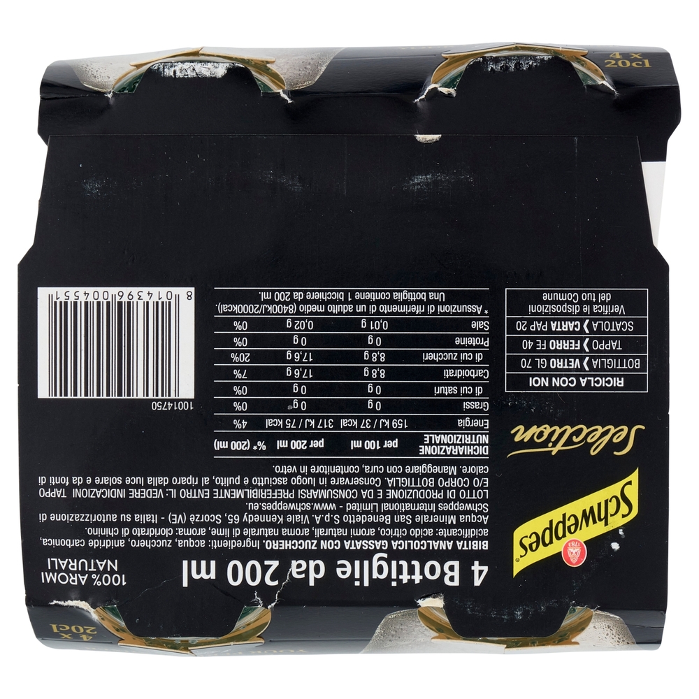 Schweppes Selection Tonic & Touch of Lime cluster 4 x 0,20L OW