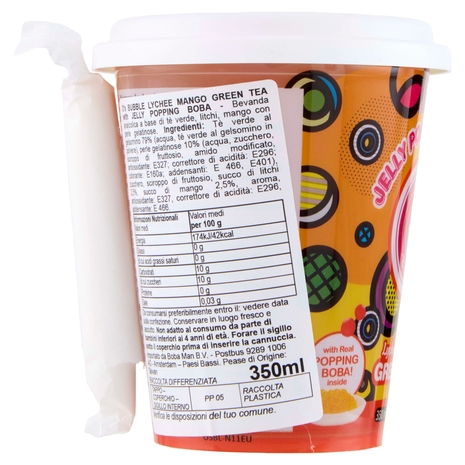 O's Bubble Jelly Popping Boba Lychee Mango Green Tea 350 ml