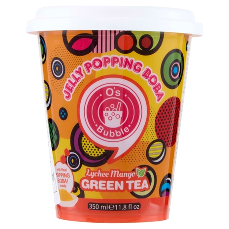 O's Bubble Jelly Popping Boba Lychee Mango Green Tea 350 ml