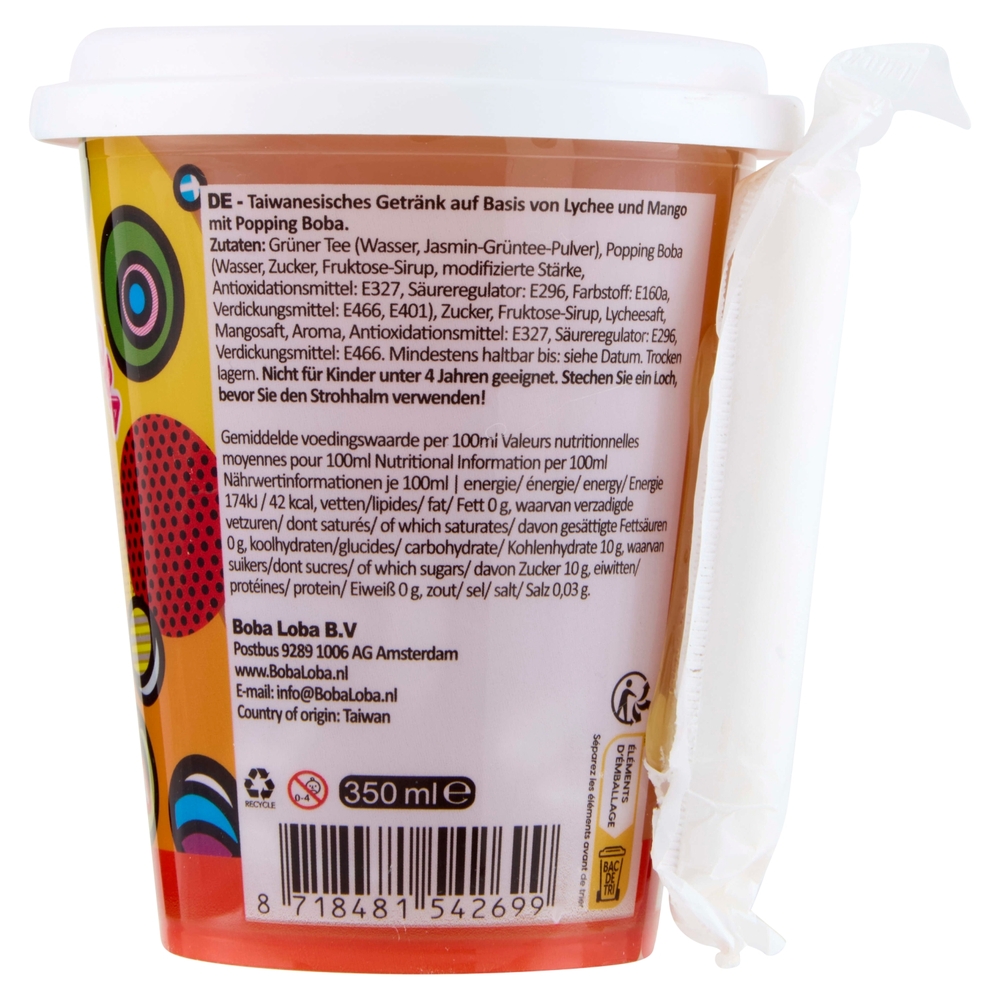 O's Bubble Jelly Popping Boba Lychee Mango Green Tea 350 ml