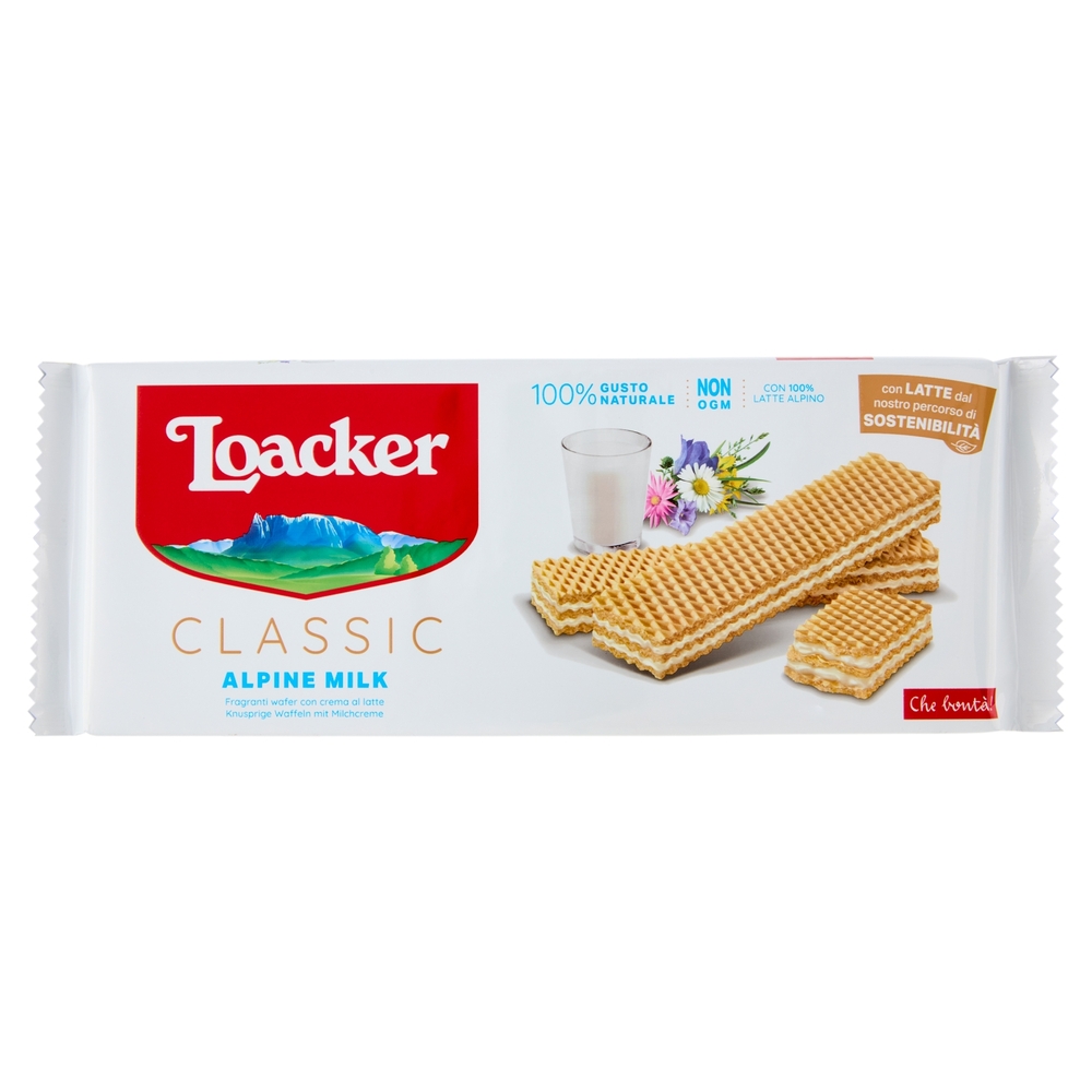 Loacker Classic Alpine Milk Wafer con crema al Latte Alpino non OGM Wafers 175g
