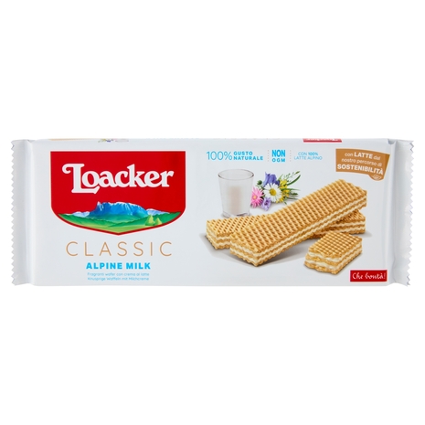 Loacker Classic Alpine Milk Wafer con crema al Latte Alpino non OGM Wafers 175g