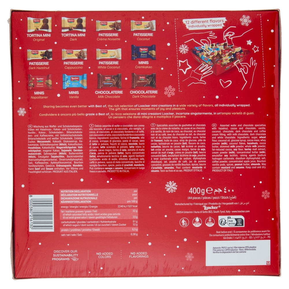 Loacker Best of Moments Winter Wafer e Cioccolato Assortiti Scatola Regalo Wafers 400g
