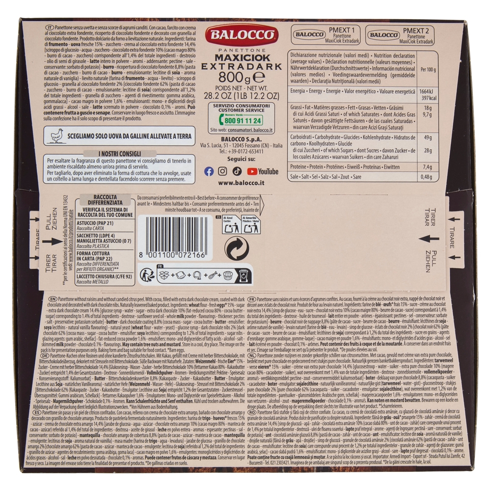Balocco Panettone Maxiciok Extradark 800 g
