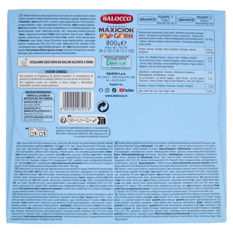 Balocco Pandoro Maxiciok Pop Corn 800 g