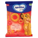 MELLIN Merenda Biologica Re Leone Simba, Anellini con Pomod, Zucca e Carota, adatto dai 12 mesi,15g