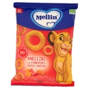 MELLIN Merenda Biologica Re Leone Simba, Anellini con Pomod, Zucca e Carota, adatto dai 12 mesi,15g