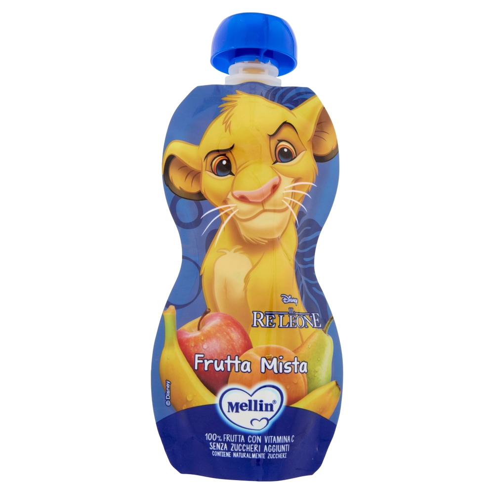 MELLIN Merenda Re Leone Simba, Frutta Mista, 100% frutta con Vit C, 110g