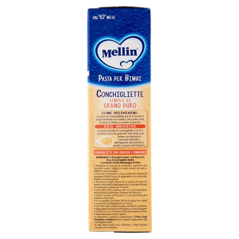 Mellin Pasta per Bimbi Conchigliette Semola di Grano Duro 280 g