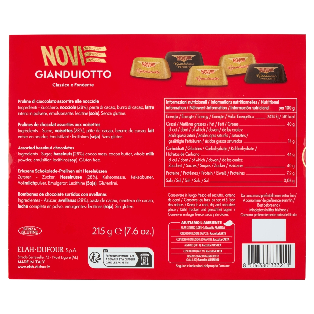 Novi Gianduiotto Classico e Fondente 215 g