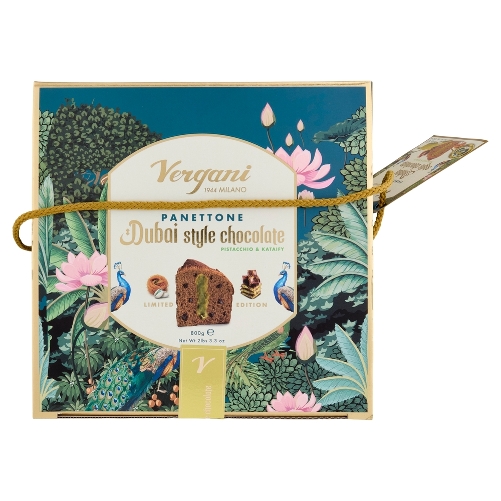 Vergani Panettone Dubai style chocolate Pistacchio e Kataify 800 g