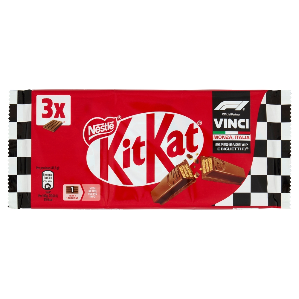 KITKAT Classic Wafer ricoperto di Cioccolato al Latte 3 Snack da 41,5g