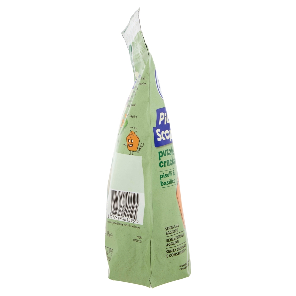 MELLIN Puzzle Crackers, Piselli e Basilico, Senza Sale e Zuccheri, adatto dai 15 mesi, 105g