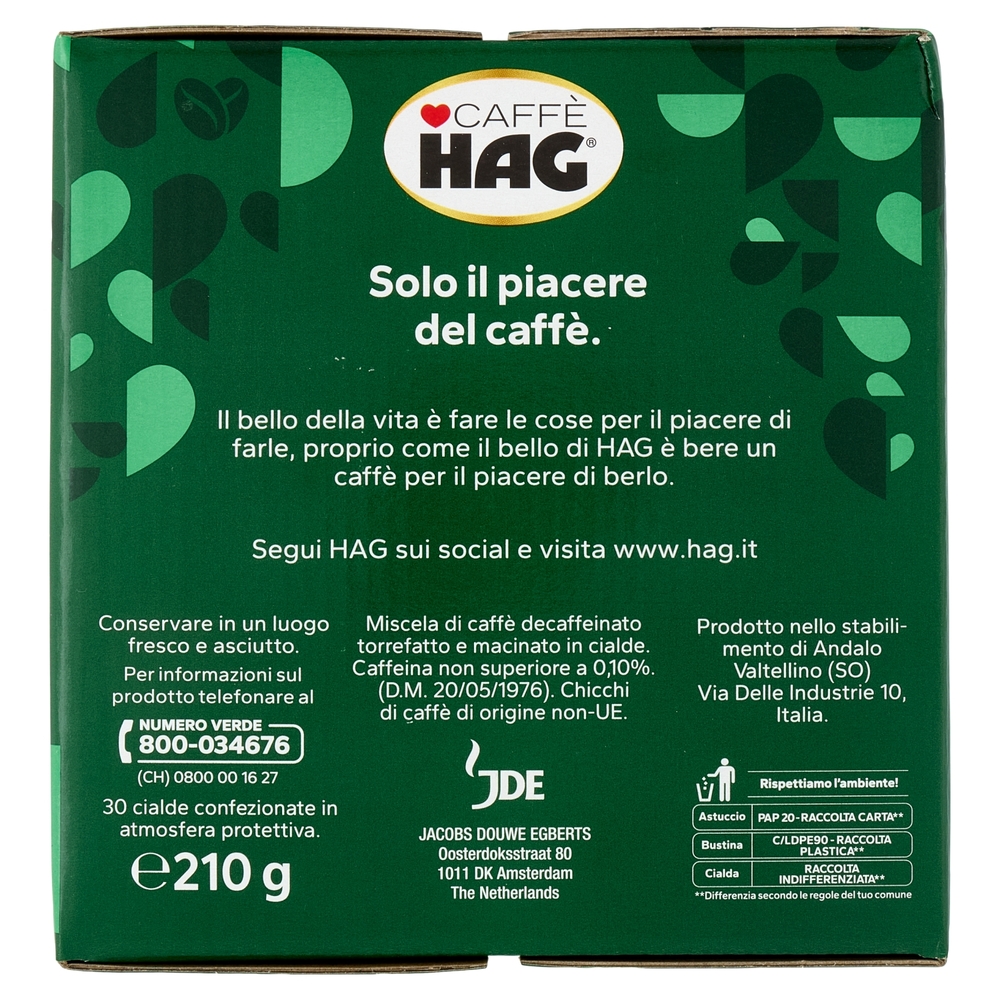 Caffè Hag Classico- 30 Cialde Caffè Decaffeinato ESE 44mm 210g