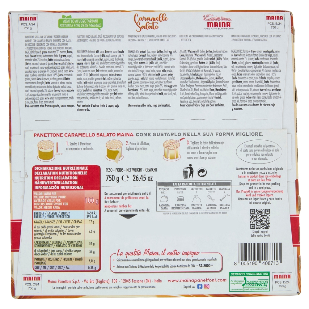 Maina Panettone Caramello Salato 750 g