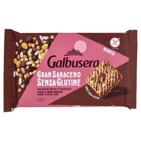 Galbusera Gran Saraceno Senza Glutine con Golose Gocce di Cioccolato 260 g (6 monoporzioni)