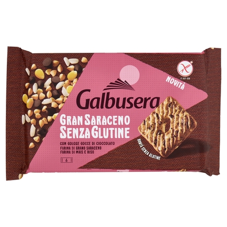 Galbusera Gran Saraceno Senza Glutine con Golose Gocce di Cioccolato 260 g (6 monoporzioni)