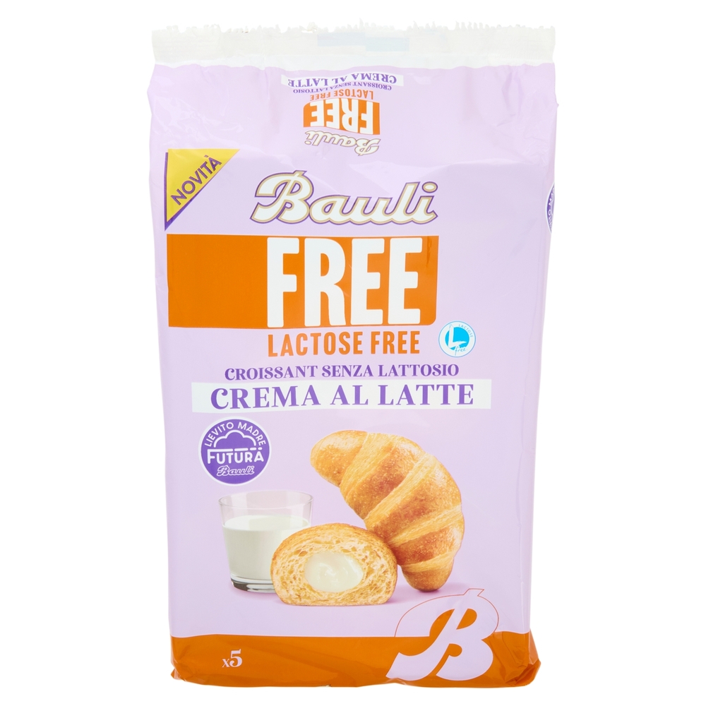 Bauli Free Lactose Free Croissant Senza Lattosio Crema al Latte 5 x 45 g