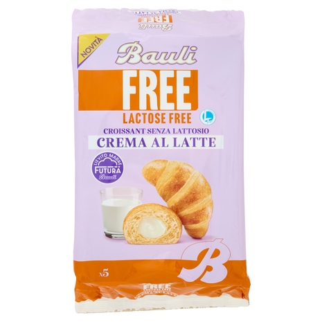 Bauli Free Lactose Free Croissant Senza Lattosio Crema al Latte 5 x 45 g